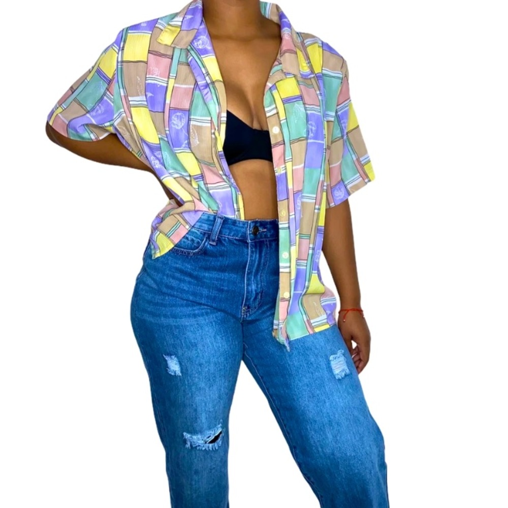 Allison Daley Pastel Brick Button Down